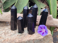 Polished Black Basalt Points x 6 From Antsirabe, Madagascar - Toprock Gemstones and Minerals