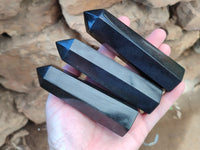 Polished Black Basalt Points x 6 From Antsirabe, Madagascar - Toprock Gemstones and Minerals