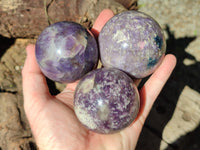 Polished Lepidolite with Pink Rubellite Spheres x 6 From Ambatondrazaka, Madagascar - Toprock Gemstones and Minerals