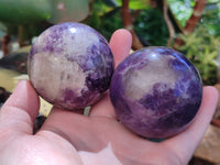 Polished Lepidolite with Pink Rubellite Spheres x 6 From Ambatondrazaka, Madagascar - Toprock Gemstones and Minerals