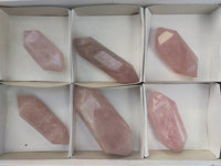 Polished Double Terminated Rose Quartz Points x 6 From Ambatondrazaka, Madagascar - Toprock Gemstones and Minerals