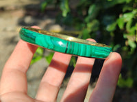 Hand Made Malachite Bangles set in Brass Bases - Sold per piece - From Congo - Toprock Gemstones and Minerals