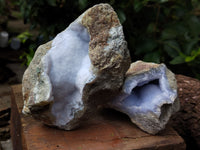 Natural Blue Lace Agate Geode Specimens x 2 From Nsanje, Malawi - Toprock Gemstones and Minerals
