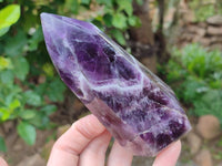 Polished Chevron Amethyst Points x 3 From Zambia - Toprock Gemstones and Minerals