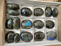 Polished Labradorite Palm Stones x 16 From Tulear, Madagascar - Toprock Gemstones and Minerals