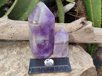 Polished Chevron Amethyst Points x 3 From Ankazobe, Madagascar - Toprock Gemstones and Minerals