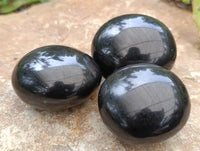 Polished Black Basalt Palm Stones x 12 From Antsirabe, Madagascar - Toprock Gemstones and Minerals