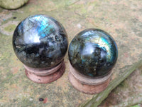 Polished Labradorite Spheres x 3 From Tulear, Madagascar - Toprock Gemstones and Minerals