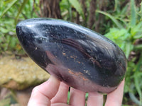 Polished Black Tourmaline Standing Free Form x 2 From Madagascar - Toprock Gemstones and Minerals