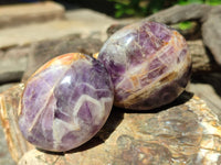 Polished Chevron Amethyst Palm Stones x 24 From Ankazobe, Madagascar - Toprock Gemstones and Minerals
