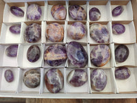 Polished Chevron Amethyst Palm Stones x 24 From Ankazobe, Madagascar - Toprock Gemstones and Minerals