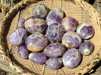 Polished Chevron Amethyst Palm Stones x 24 From Ankazobe, Madagascar - Toprock Gemstones and Minerals