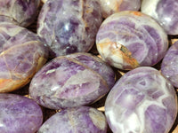 Polished Chevron Amethyst Palm Stones x 24 From Ankazobe, Madagascar - Toprock Gemstones and Minerals