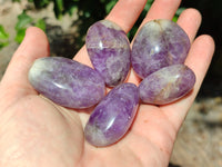 Polished Chevron Amethyst Palm Stones x 24 From Ankazobe, Madagascar - Toprock Gemstones and Minerals