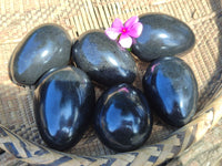 Polished Black Basalt Gemstone Eggs x 6 From Madagascar - Toprock Gemstones and Minerals