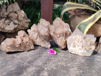 Natural Smokey Phantom Quartz Clusters x 4 From Luena, Congo - Toprock Gemstones and Minerals