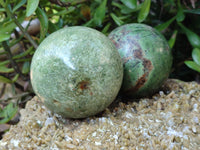 Polished Chrysoprase Spheres x 3 From Betroka, Madagascar - Toprock Gemstones and Minerals