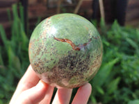 Polished Chrysoprase Spheres x 3 From Betroka, Madagascar - Toprock Gemstones and Minerals
