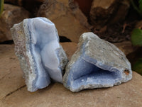 Natural Blue Lace Agate Geode Specimens x 6 From Nsanje, Malawi - Toprock Gemstones and Minerals