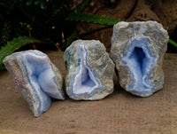 Natural Blue Lace Agate Geode Specimens x 6 From Nsanje, Malawi - Toprock Gemstones and Minerals