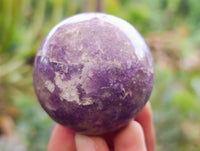 Polished Lepidolite with Pink Rubellite Spheres x 6 From Ambatondrazaka, Madagascar - Toprock Gemstones and Minerals