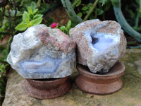 Natural Blue Lace Agate Geode Specimens x 12 From Nsanje, Malawi - Toprock Gemstones and Minerals