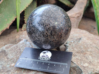 Polished Black Tourmaline Standing Free Forms and Sphere x 2 From Madagascar - Toprock Gemstones and Minerals