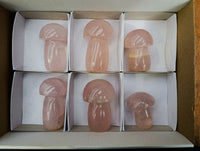 Polished Rose Quartz Mushrooms x 6 From Ambatondrazaka, Madagascar - Toprock Gemstones and Minerals