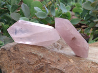 Polished Double Terminated Rose Quartz Points x 6 From Ambatondrazaka, Madagascar - Toprock Gemstones and Minerals