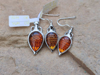 Polished Baltic Amber Earring and Pendant Sets on Sterling Silver - Sold Per Set - From Poland - Toprock Gemstones and Minerals