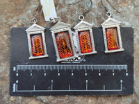 Polished Baltic Amber Earring and Pendant Sets on Sterling Silver - Sold Per Set - From Poland - Toprock Gemstones and Minerals