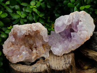 Natural Jacaranda Amethyst Quartz Geodes x 2 From Mumbwa, Zambia - Toprock Gemstones and Minerals