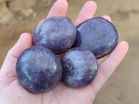 Polished Lepidolite with Pink Rubellite Tourmaline Palm Stones x 24 From Ambatondrazaka, Madagascar - Toprock Gemstones and Minerals