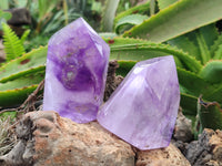 Polished Window Amethyst Quartz Points x 3 From Akansobe, Madagascar - Toprock Gemstones and Minerals