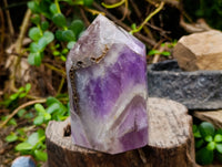 Polished Chevron Amethyst Points x 2 from Ankazobe, Madagascar - Toprock Gemstones and Minerals