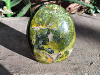 Polished Green Opal Standing Free Forms x 3 From Betroka, Madagascar - Toprock Gemstones and Minerals