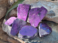 Polished On One Side Purpurite Slabs x 6 From Namibia - Toprock Gemstones and Minerals