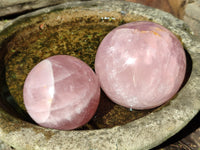 Polished Star Rose Quartz Spheres x 2 From Ambatondrazaka, Madagascar - Toprock Gemstones and Minerals