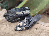 Natural Schorl Black Tourmaline with Hyalite Opal Specimens x 32 From Erongo, Namibia - Toprock Gemstones and Minerals