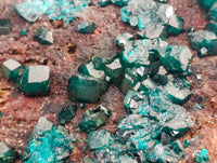 Natural Dioptase On Dolomite Specimens x 3 From Mashamba West Mine, Congo - Toprock Gemstones and Minerals