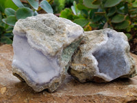 Natural Blue Lace Agate Geode Specimens x 3 From Nsanje, Malawi - Toprock Gemstones and Minerals