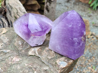 Polished Window Amethyst Quartz Crystals x 2 From Akansobe, Madagascar - Toprock Gemstones and Minerals