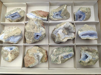 Natural Blue Lace Agate Geode Specimens x 12 From Nsanje, Malawi - Toprock Gemstones and Minerals