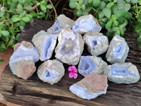 Natural Blue Lace Agate Geode Specimens x 12 From Nsanje, Malawi - Toprock Gemstones and Minerals