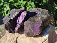 Natural Metallic Purpurite Cobbed Specimens x 3 From Erongo, Namibia - Toprock Gemstones and Minerals