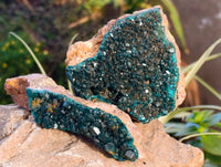 Natural Dioptase On Dolomite Specimens x 3 From Likasi, Congo - Toprock Gemstones and Minerals