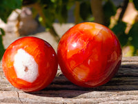 Polished Carnelian Agate Spheres x 6 From Madagascar - Toprock Gemstones and Minerals