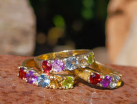 Polished Selection of 9 Carat Gold Plated Faceted Rings x 12 From Southern Africa - Toprock Gemstones and Minerals
