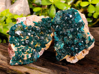 Natural Dioptase On Dolomite Specimens x 3 From Likasi, Congo - Toprock Gemstones and Minerals