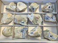 Natural Blue Lace Agate Geode Specimens x 12 From Nsanje, Malawi - Toprock Gemstones and Minerals